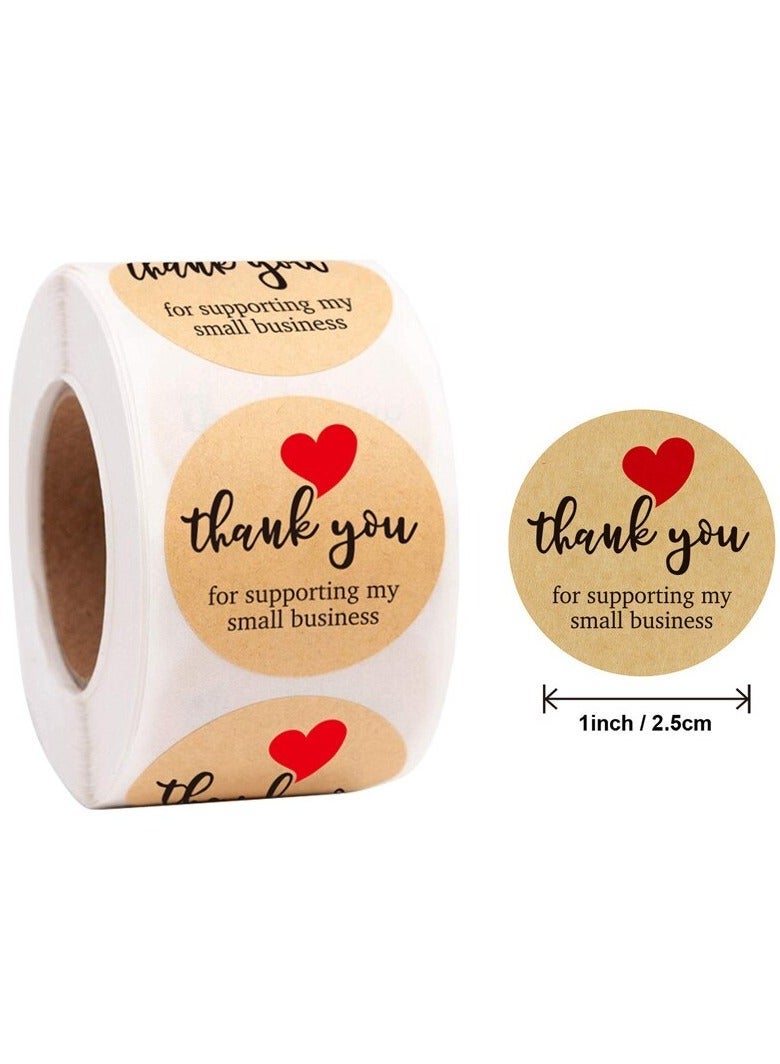 1 inch 2.5cm 500pcs/roll Kraft Paper | Golden Thank You Stickers | Decoration Seal Labels Gift Ideas Package Box Bag Pack of 1